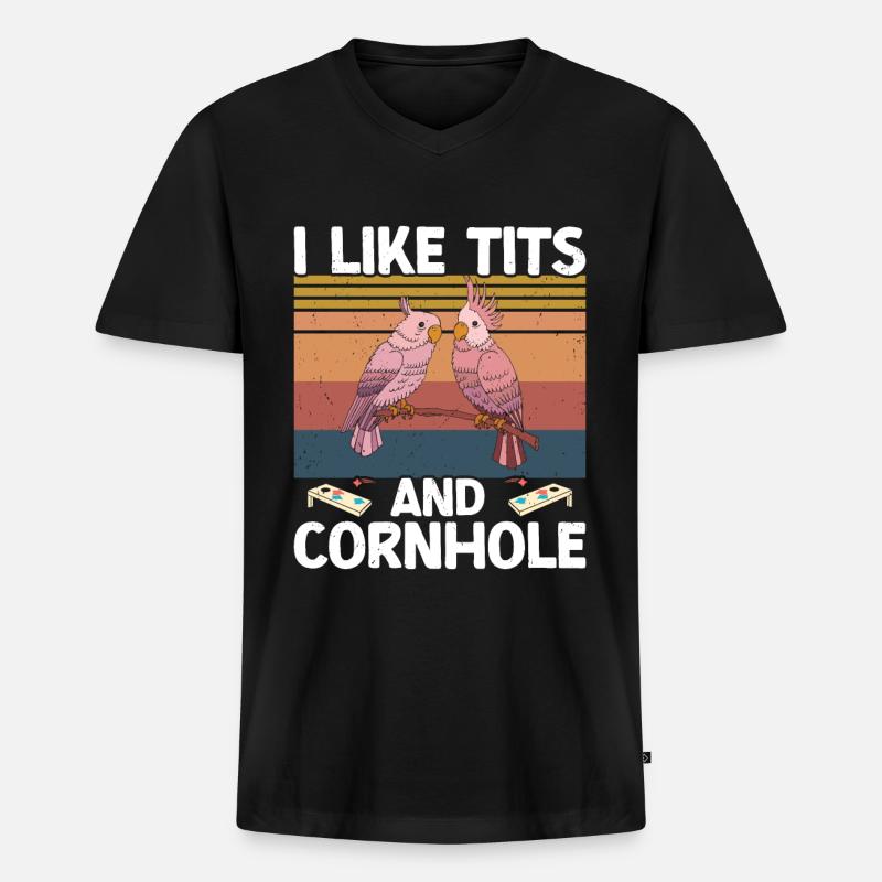 Cornhole - Männer Premium Bio T-Shirt mit V-Ausschnitt - Schwarz