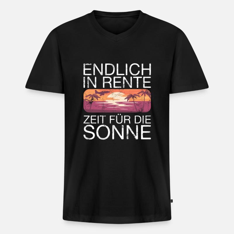 Endlich Rente Spruch - Männer Premium Bio T-Shirt mit V-Ausschnitt - Schwarz