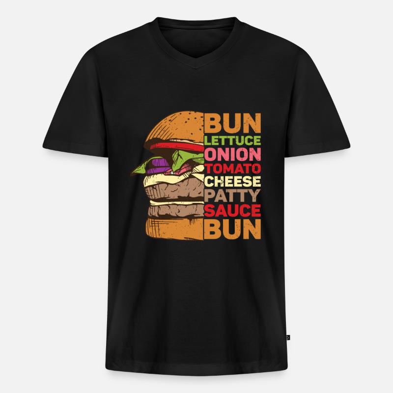 Hamburger - Männer Premium Bio T-Shirt mit V-Ausschnitt - Schwarz