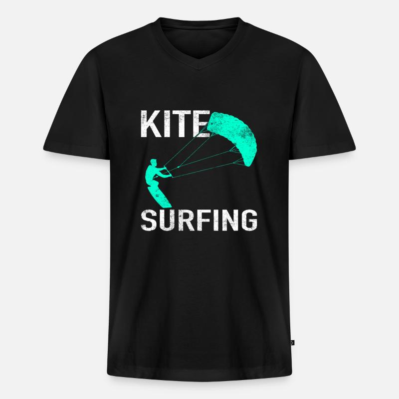 kite surfing - Männer Premium Bio T-Shirt mit V-Ausschnitt - Schwarz