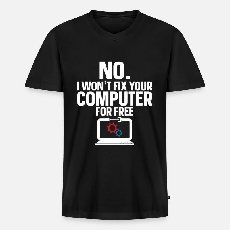 Computerreparaturtechnologie -Support -Technologie - Männer Premium Bio T-Shirt mit V-Ausschnitt - Schwarz
