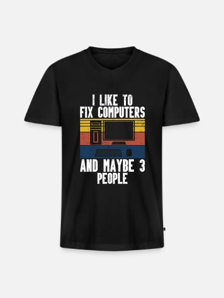 Computerreparaturtechnologie -Support -Technologie - Männer Premium Bio T-Shirt mit V-Ausschnitt - Schwarz