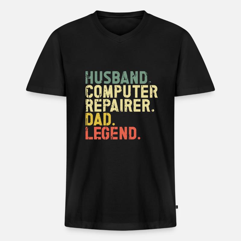Computerreparaturtechnologie -Support -Technologie - Männer Premium Bio T-Shirt mit V-Ausschnitt - Schwarz