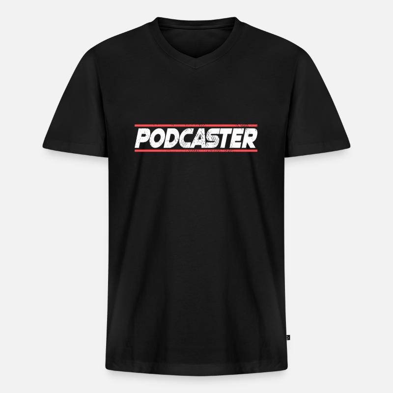 Podcaster Podcast host - Männer Premium Bio T-Shirt mit V-Ausschnitt - Schwarz