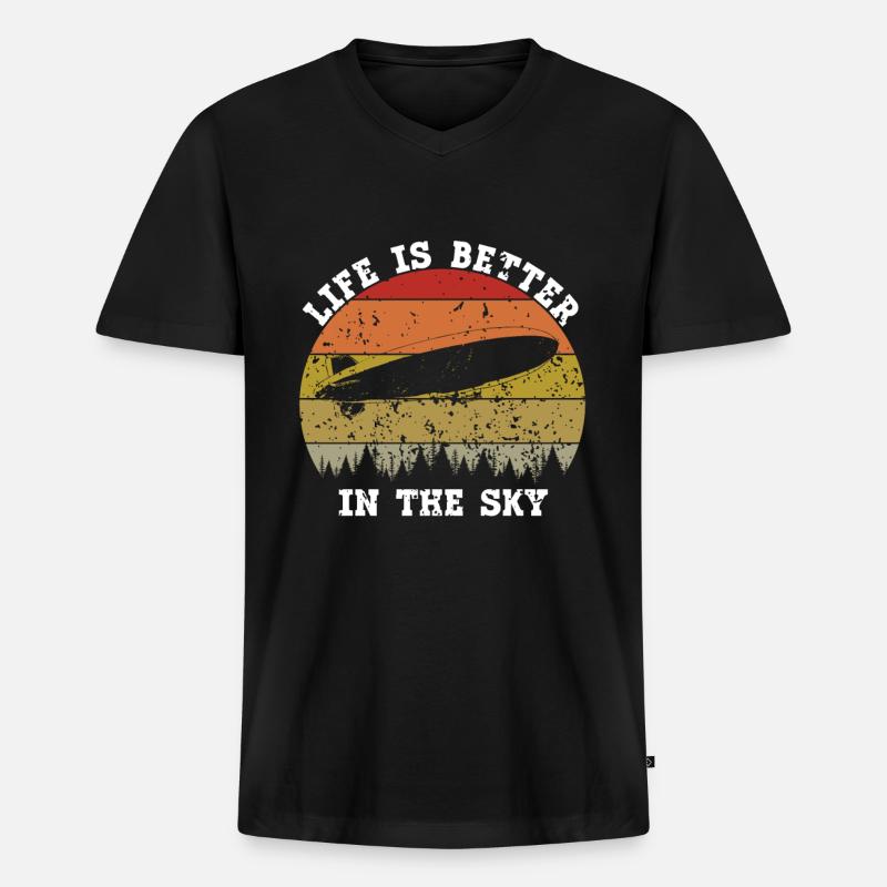 Zeppelin Flugzeugluftschiff Leitbarer Luftfahrt - Männer Premium Bio T-Shirt mit V-Ausschnitt - Schwarz