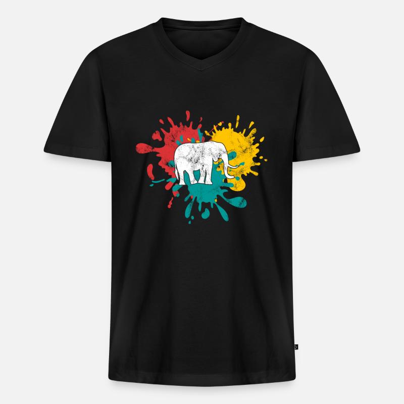 Elefant - Männer Premium Bio T-Shirt mit V-Ausschnitt - Schwarz
