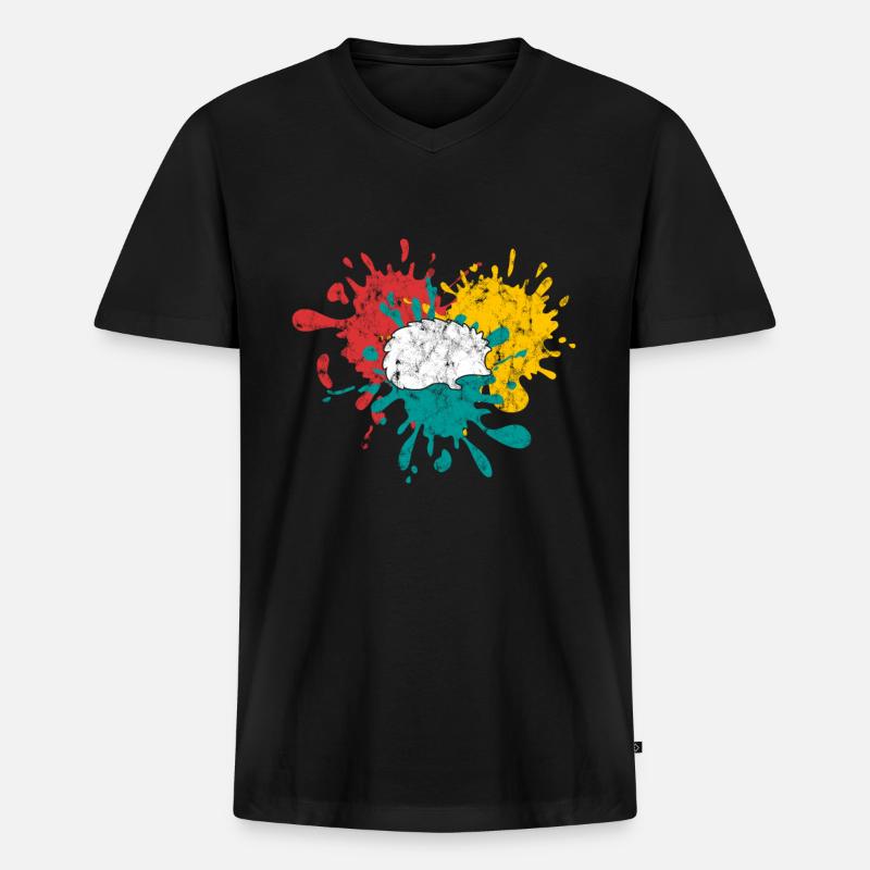 Igel - Männer Premium Bio T-Shirt mit V-Ausschnitt - Schwarz