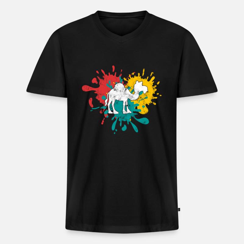 Dromedar - Männer Premium Bio T-Shirt mit V-Ausschnitt - Schwarz
