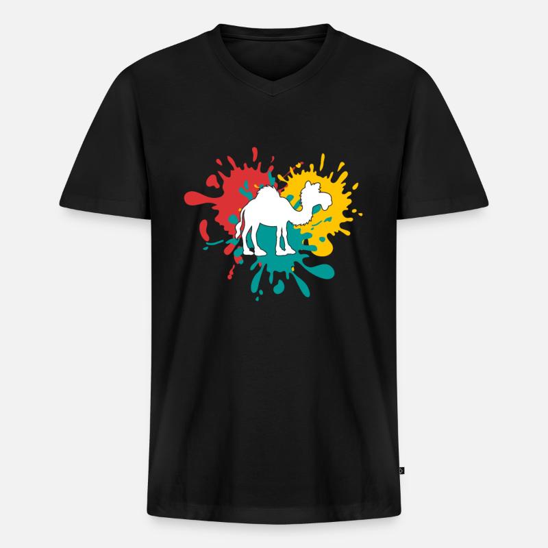 Dromedar - Männer Premium Bio T-Shirt mit V-Ausschnitt - Schwarz