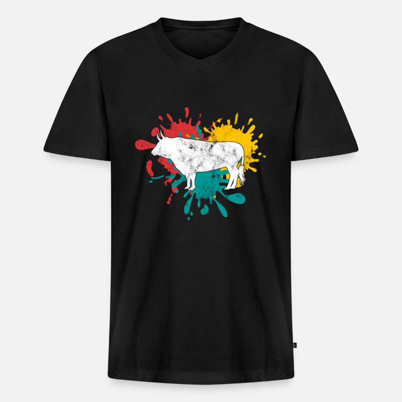 Stier - Männer Premium Bio T-Shirt mit V-Ausschnitt - Schwarz