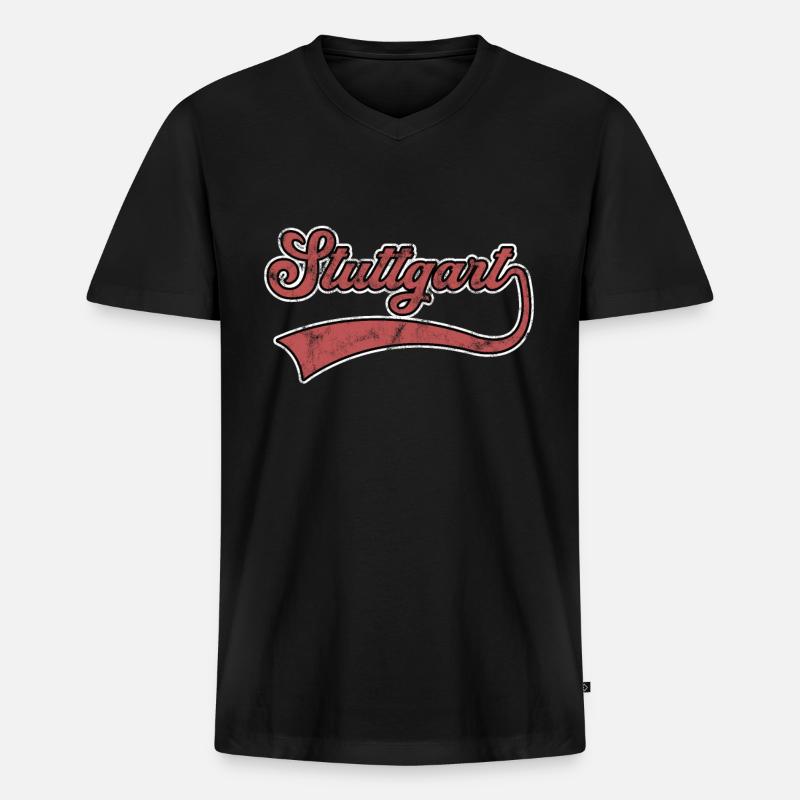 Stuttgart Schriftzug - Männer Premium Bio T-Shirt mit V-Ausschnitt - Schwarz