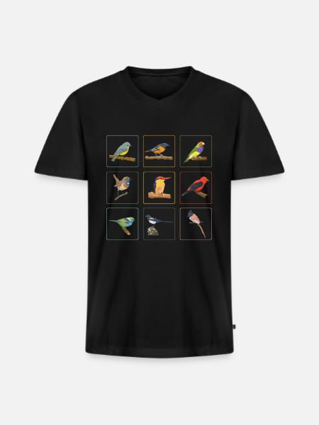 Cute Birds Collection Birdwatching - Men's Premium Organic T-shirt with V-neck - black