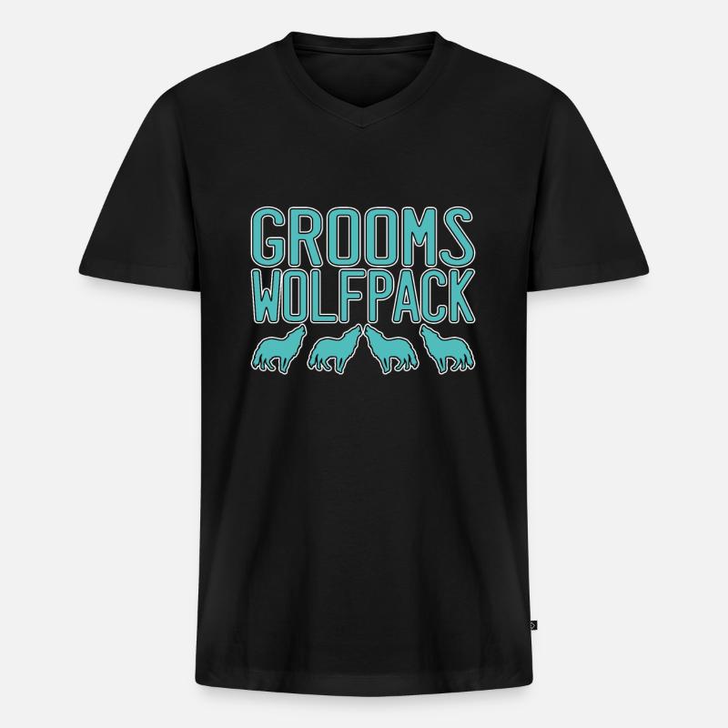 Bräutigam`s Wolfsrudel - Männer Premium Bio T-Shirt mit V-Ausschnitt - Schwarz