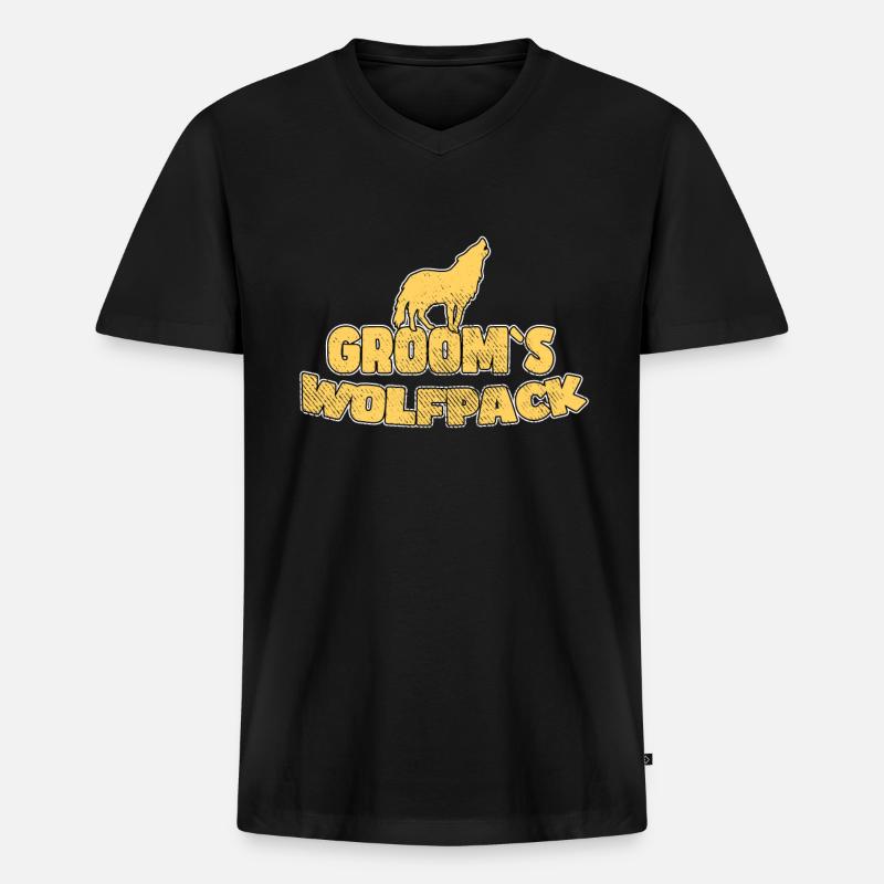 Bräutigam`s Wolfsrudel - Männer Premium Bio T-Shirt mit V-Ausschnitt - Schwarz