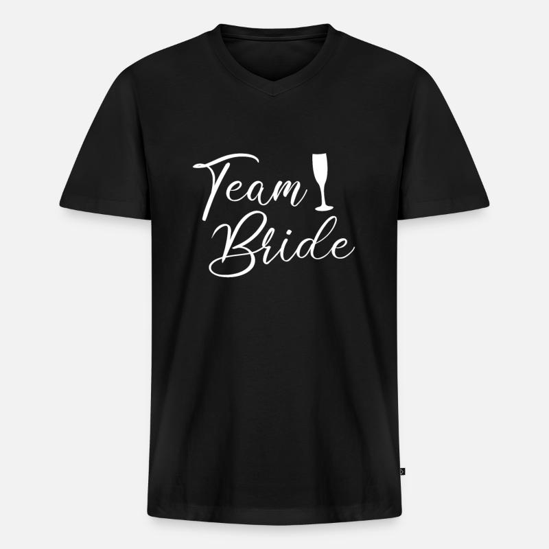 team bride Team Braut - Männer Premium Bio T-Shirt mit V-Ausschnitt - Schwarz