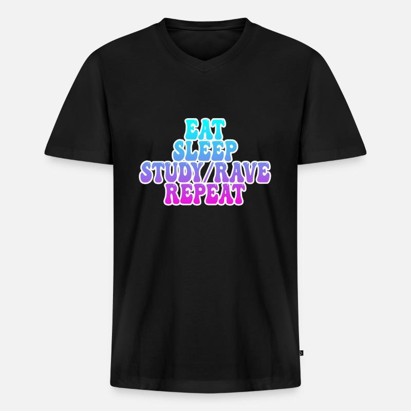 Studieren und Raven - Männer Premium Bio T-Shirt mit V-Ausschnitt - Schwarz