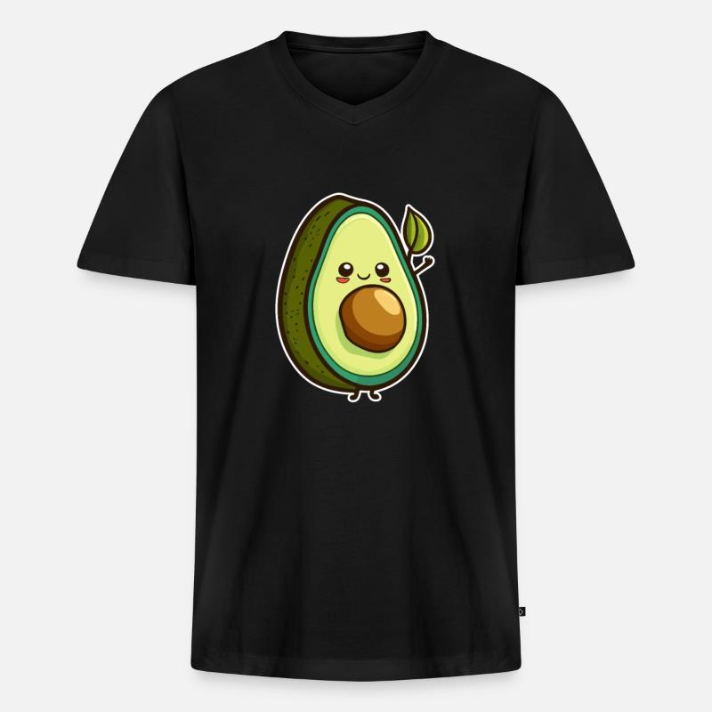 Avocado - Männer Premium Bio T-Shirt mit V-Ausschnitt - Schwarz