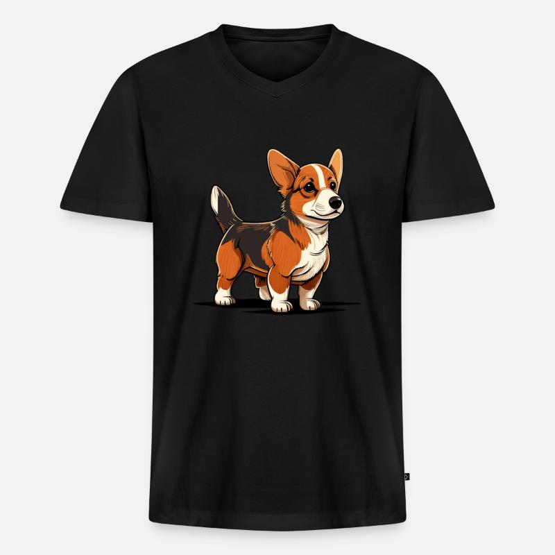 Hund im comic style - Männer Premium Bio T-Shirt mit V-Ausschnitt - Schwarz