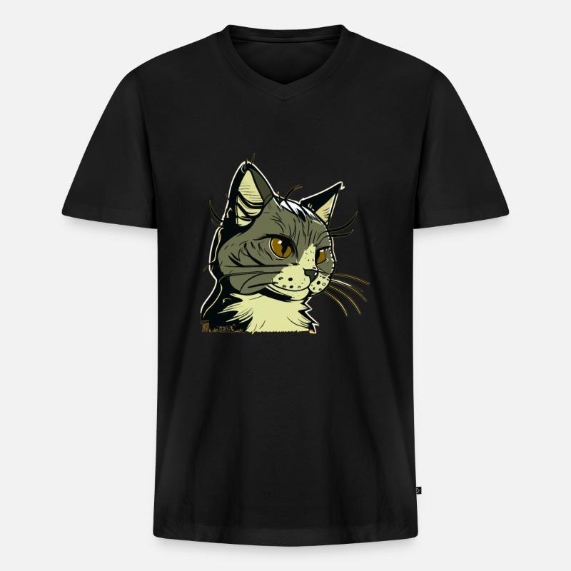 Katze im comic style - Männer Premium Bio T-Shirt mit V-Ausschnitt - Schwarz