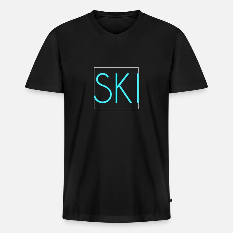 Ski Schriftzug - Männer Premium Bio T-Shirt mit V-Ausschnitt - Schwarz