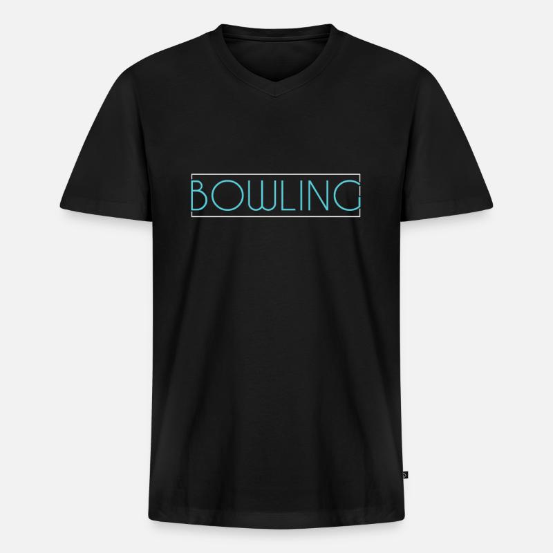 Bowling Schriftzug - Männer Premium Bio T-Shirt mit V-Ausschnitt - Schwarz