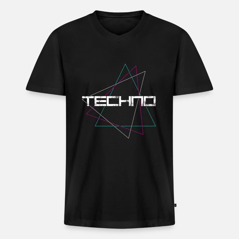 Techno - Männer Premium Bio T-Shirt mit V-Ausschnitt - Schwarz