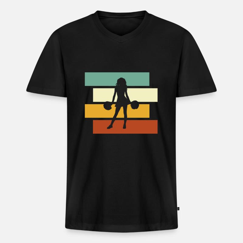 Cheerleading Retro - Männer Premium Bio T-Shirt mit V-Ausschnitt - Schwarz