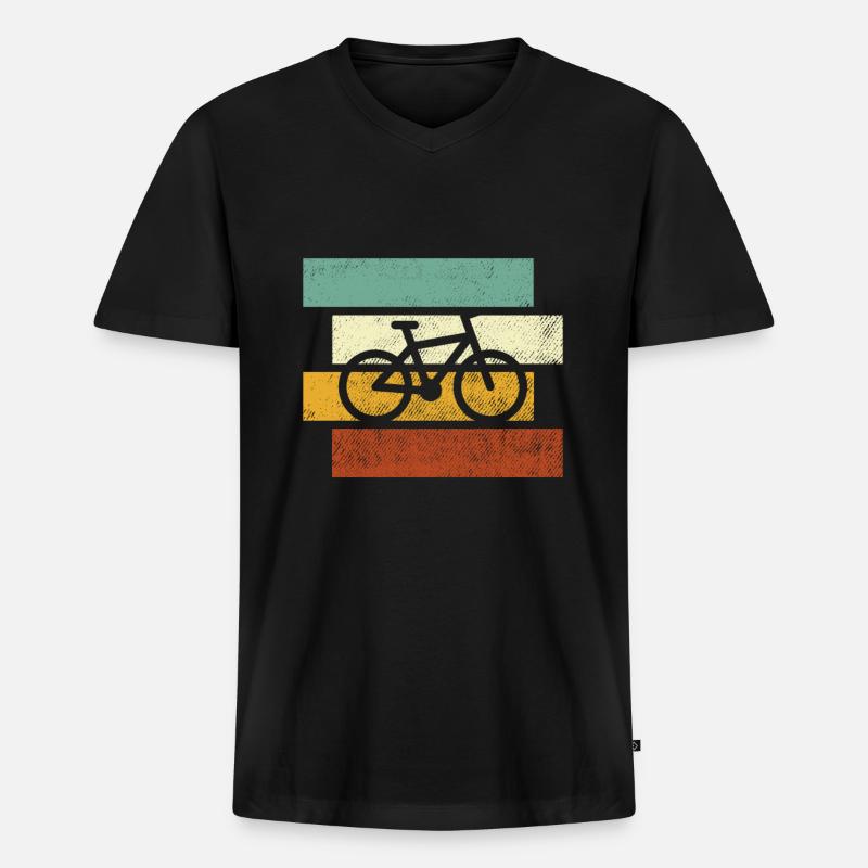 Fahrrad Retro - Männer Premium Bio T-Shirt mit V-Ausschnitt - Schwarz