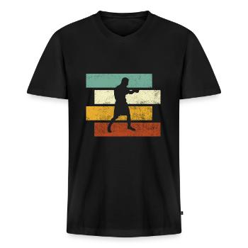 Boxen Retro - Männer Premium Bio T-Shirt mit V-Ausschnitt - Schwarz - Vorne - Nico (187cm)