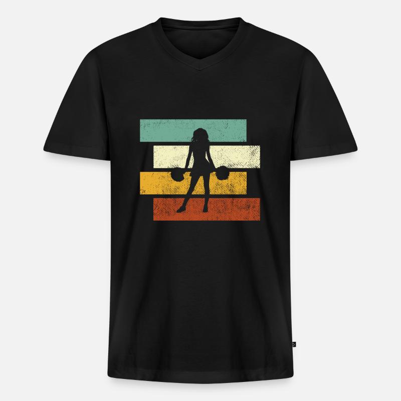 Cheerleading Retro - Männer Premium Bio T-Shirt mit V-Ausschnitt - Schwarz