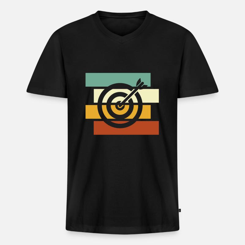 Darts Retro - Männer Premium Bio T-Shirt mit V-Ausschnitt - Schwarz