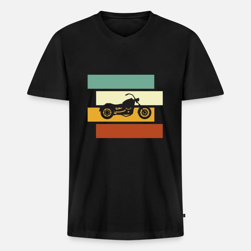 Motorrad Retro - Männer Premium Bio T-Shirt mit V-Ausschnitt - Schwarz