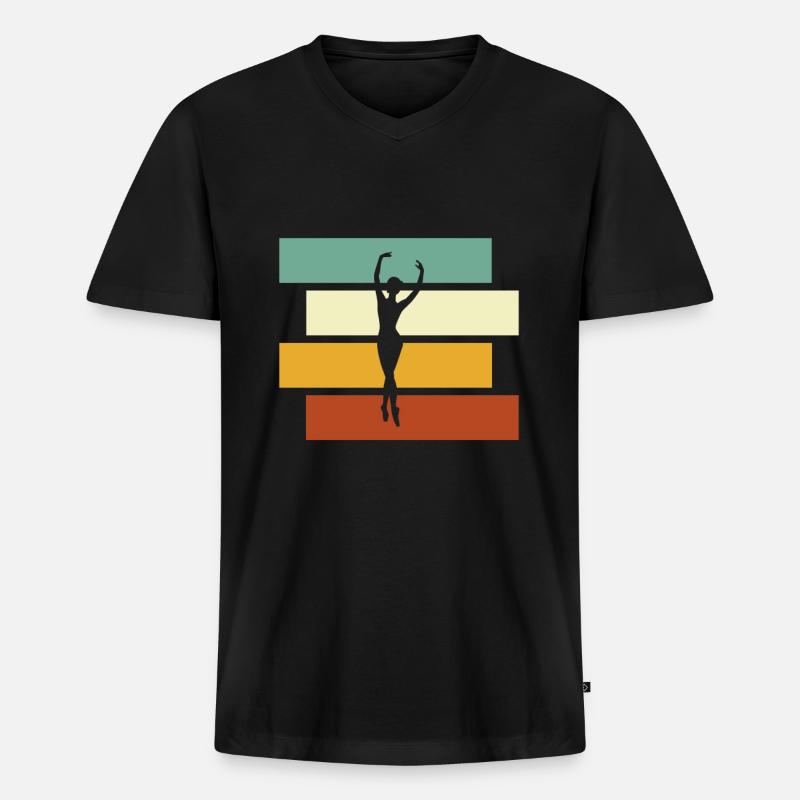 Tanzen Retro - Männer Premium Bio T-Shirt mit V-Ausschnitt - Schwarz