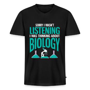 Biologiste Cadeau Biologie - T-shirt encolure en V Premium bio Homme - noir - Devant - Nico (187cm)
