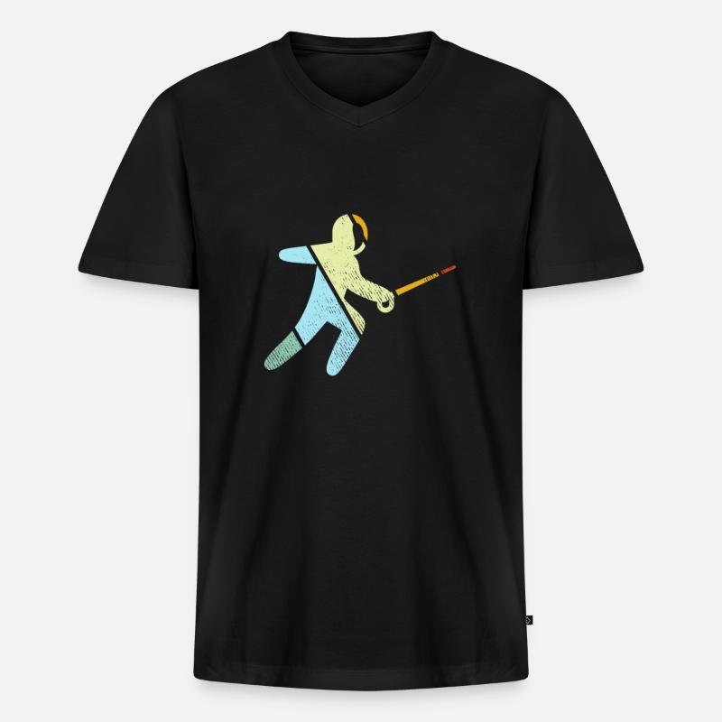 Fechten Retro - Männer Premium Bio T-Shirt mit V-Ausschnitt - Schwarz