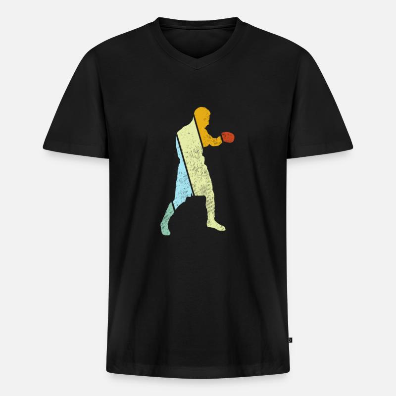 Boxen Retro - Männer Premium Bio T-Shirt mit V-Ausschnitt - Schwarz