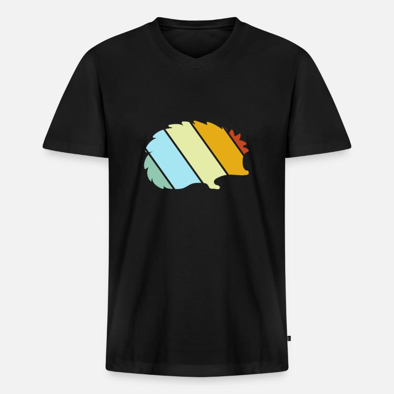 Igel Retro - Männer Premium Bio T-Shirt mit V-Ausschnitt - Schwarz
