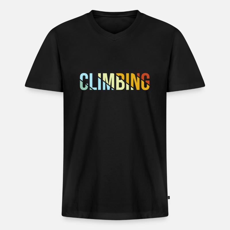 Klettern Retro - Männer Premium Bio T-Shirt mit V-Ausschnitt - Schwarz