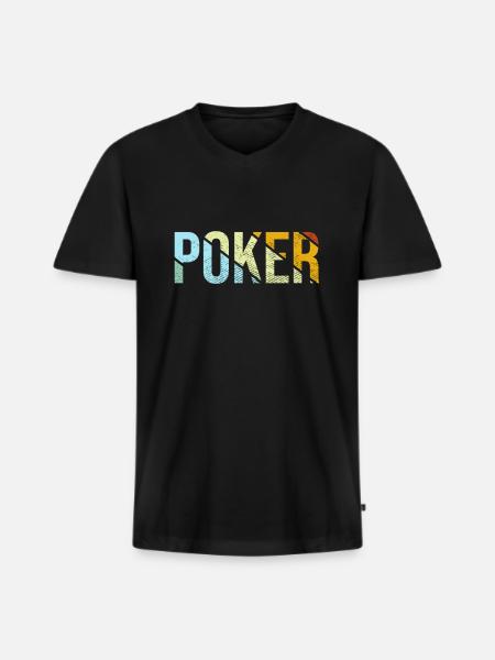 Poker Rétro - T-shirt encolure en V Premium bio Homme - noir