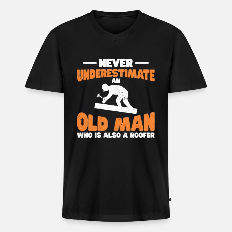 Dachdecker Geschenk Arbeit Handwerker Dachdecker - Männer Premium Bio T-Shirt mit V-Ausschnitt - Schwarz