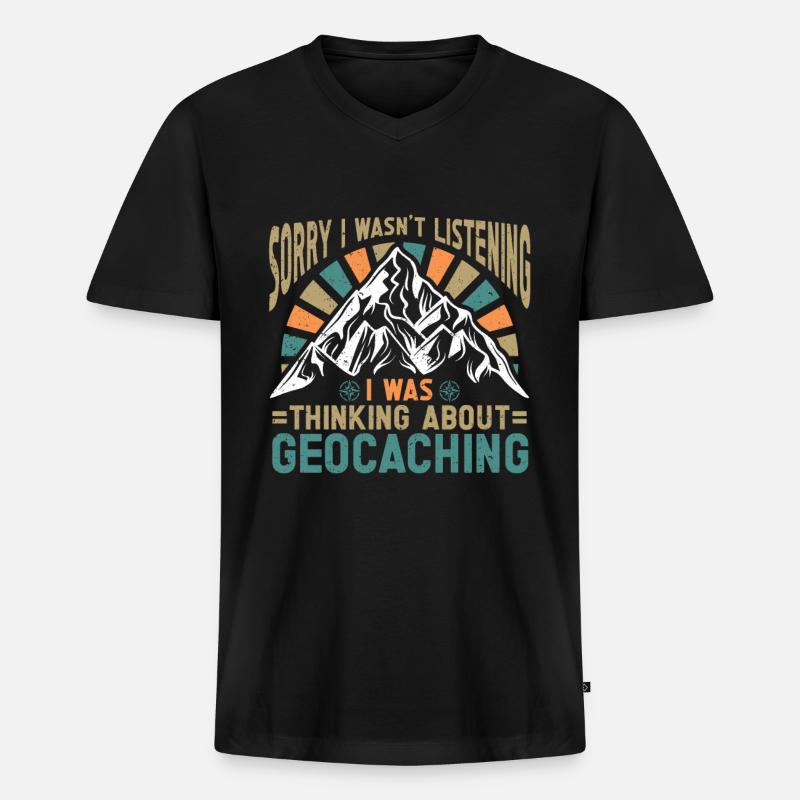 Geocaching Geschenk Geocacher Geocache - Männer Premium Bio T-Shirt mit V-Ausschnitt - Schwarz
