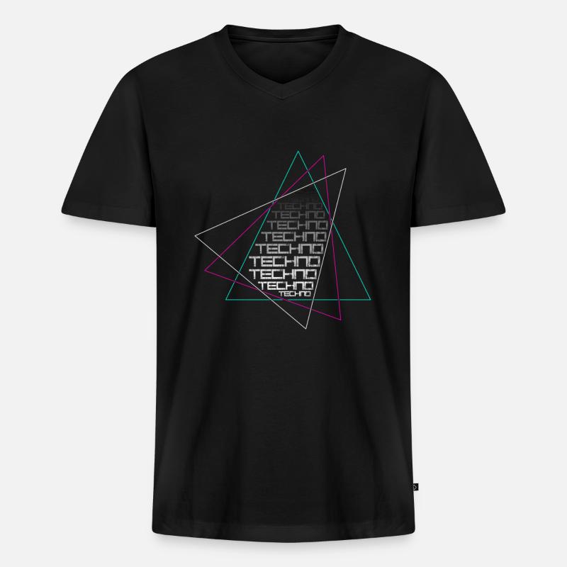 Techno - Männer Premium Bio T-Shirt mit V-Ausschnitt - Schwarz