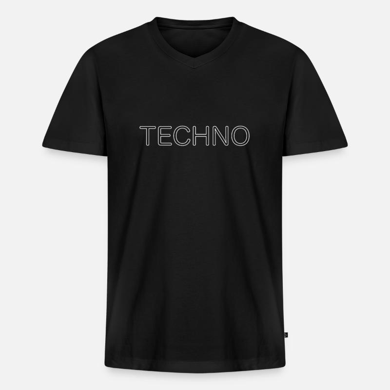 Techno - Männer Premium Bio T-Shirt mit V-Ausschnitt - Schwarz