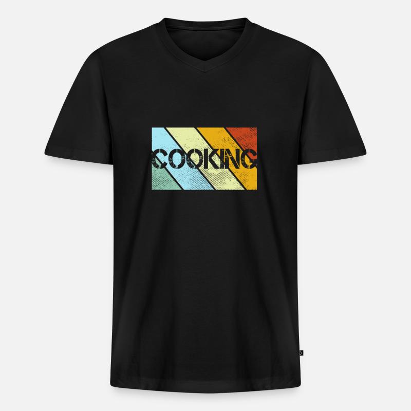 Kochen Retro - Männer Premium Bio T-Shirt mit V-Ausschnitt - Schwarz