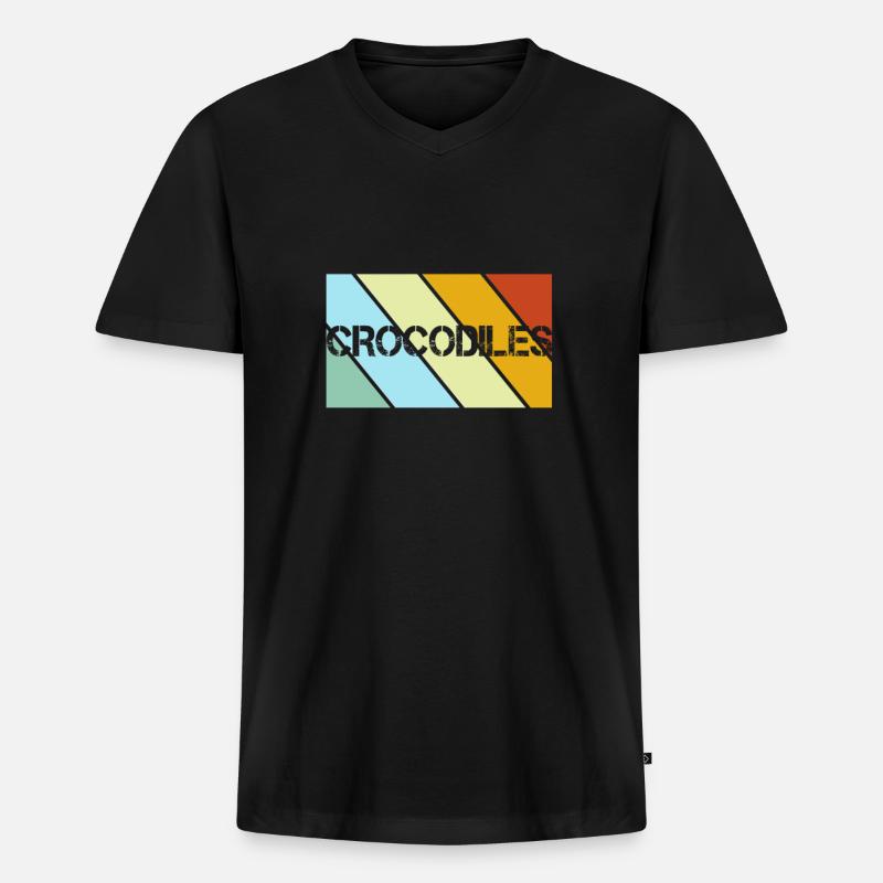 Krokodil Retro - Männer Premium Bio T-Shirt mit V-Ausschnitt - Schwarz