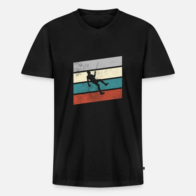 Klettern Retro - Männer Premium Bio T-Shirt mit V-Ausschnitt - Schwarz