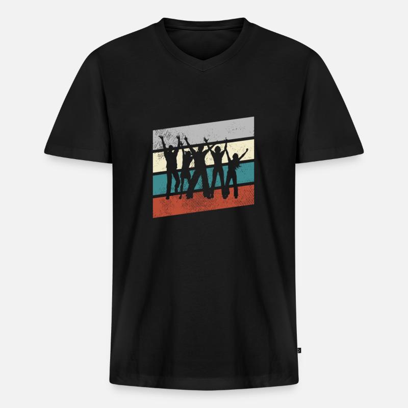 Tanzen Retro - Männer Premium Bio T-Shirt mit V-Ausschnitt - Schwarz