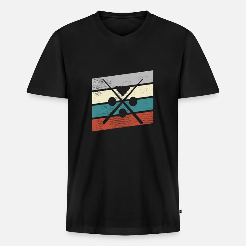 Billiard Retro - Männer Premium Bio T-Shirt mit V-Ausschnitt - Schwarz