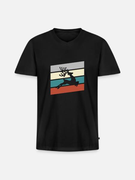 Moose Retro - T-shirt encolure en V Premium bio Homme - noir