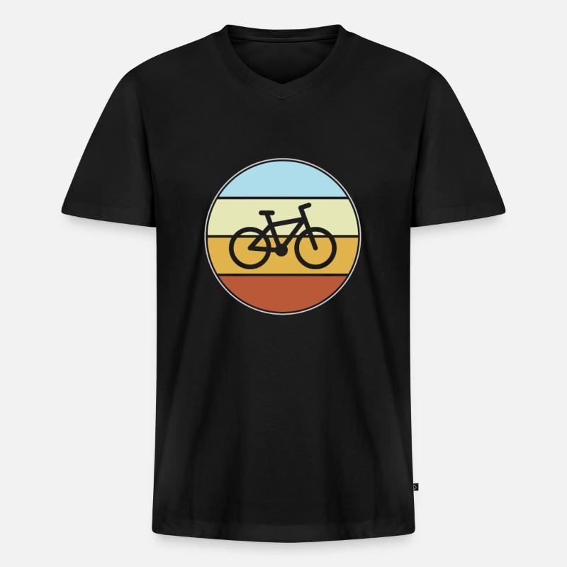 Fahrrad Retro - Männer Premium Bio T-Shirt mit V-Ausschnitt - Schwarz